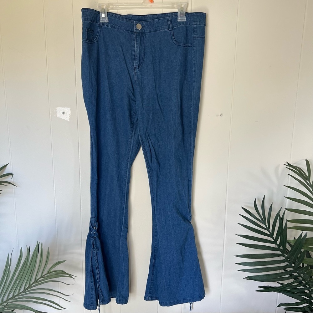 Chic Blue Flared Denim Trousers